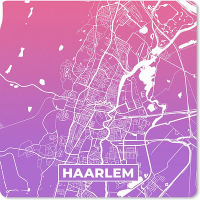 Muismat 20x20 cm - Mousepad Stadskaart - Haarlem - Nederland - Paars - Muismatten
