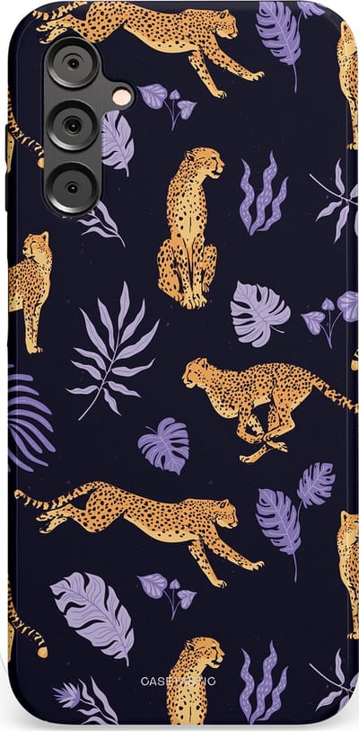 Casetastic Hoesje Geschikt voor Samsung A14 (5G/4G) - Stijlvolle Beschermende Duo-layer Case - Cheetah charisma