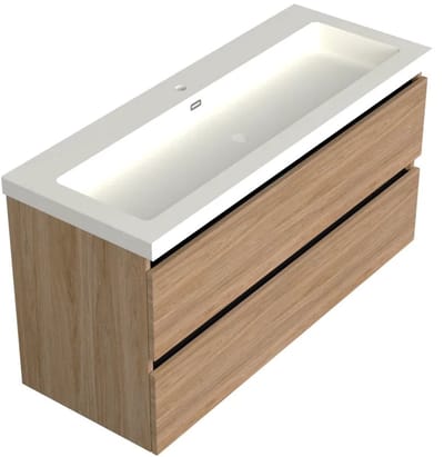 Dutchline Badmeubel Onderkast Midden - Uludag - 120x46cm - 2 Lades - 1 Uitsparing