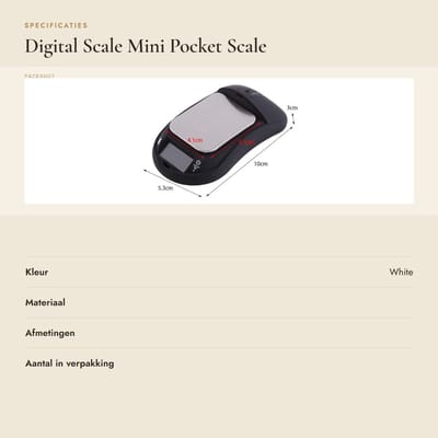 Dailygoods- Digitale Weegschaal LCD Scherm - Mini Pocket Weegschaal - 500g/0.01g - Roestvrij Staal - Tare Functie - Draagbaar en Compact