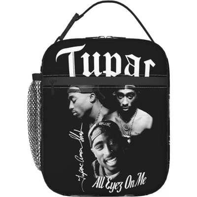 Rapper Tupac 2PAC Hip Hop Geïsoleerde Lunchtas voor Vrouwen Kantoor Koeltas Thermische Voedseldoos Tote Draagbare Lunchboxen Container One Size