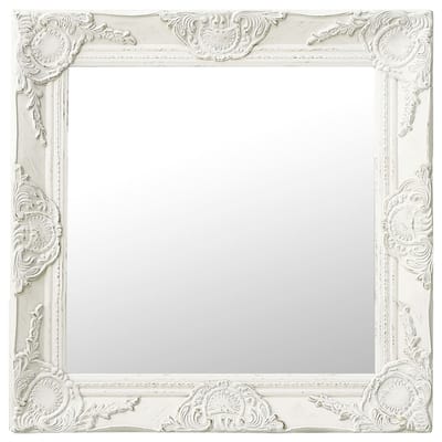 vidaXL - Wandspiegel - barok - stijl - 50x50 - cm - wit