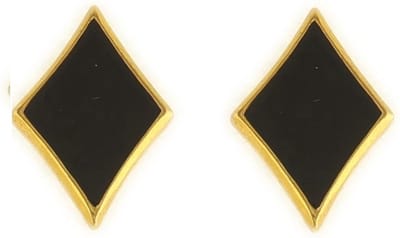 Behave - Dames oorbellen - Goudkleur zwart ruit steker - Grafisch 1,5 cm