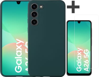 Hoesje geschikt voor Samsung Galaxy A26 hoesje zacht siliconen met gehard glas Screenprotector- Arara backcover - Pine Groen