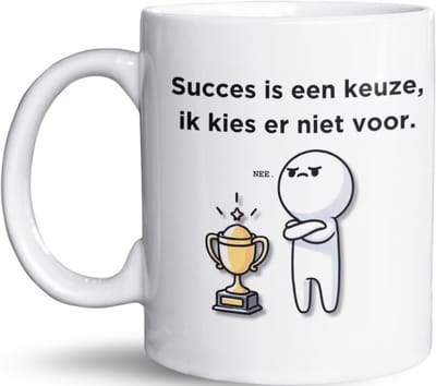 NietMokken.nl - Grappige mok met tekst - Succes is een keuze, ik kies er niet voor - Cadeau-idee voor vrienden of collega's - Beker aan beide zijden bedrukt - Vaatwasser- en magnetronbestendig - Perfect voor thuis of op kantoor - Tas van 325 ml