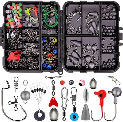 Dailygoody - Terminal Tackle Kits - Vishaakkit - Draagbare Visaccessoireskit - 257PCS - Corrosiebestendig - Geschikt voor Buiten - Visgereidoos