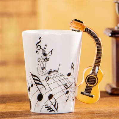 240ml Creatieve Muziek Keramische Mok Gitaar Viool Stijl Schattige Koffie Thee Melk Staaf Mokken En Kopjes Met Handvat Nieuwigheid Geschenken 240ml white