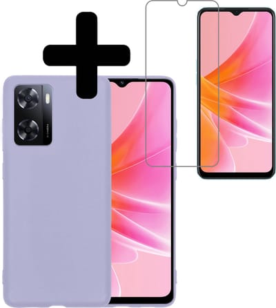 Hoesje - Met Screenprotector - Geschikt voor OPPO A57 - Sterk & Shockproof - Back Cover - Siliconen Case - Telefoon Hoes - Telefoonhoesjes - Lila