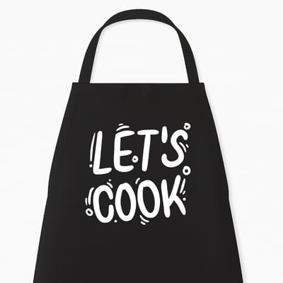 Keukenschort "Let's Cook" | Zwart Kookschort | Kerstcadeau & Sinterklaas Cadeau