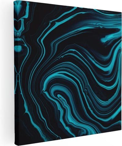 Artaza Canvas Schilderij Marmer Turquoise - 30x30 cm - Klein - Abstracte Wanddecoratie - Muurdecoratie Woonkamer - Kamer Accessoires