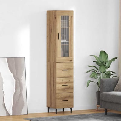 vidaXL Highboard Artisan Eiken 34,5 x 34 x 180 cm Bewerkt hout