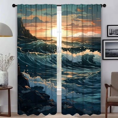 Golfgordijnen voor Woonkamer Gordijn Tule voor Slaapkamer Home Interieur Gordijnen 2 Stuks Shades Scheidingswand Halloween Decoratie W60xH90cmx2pcs-CL