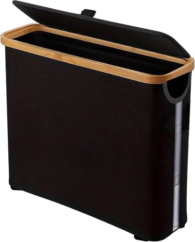 Vouwbare Opbergmand voor Toiletpapier met Deksel, Waterdicht en Ruimtebesparend Design voor Badkamer en Thuis, Elegante Zwarte Kleur