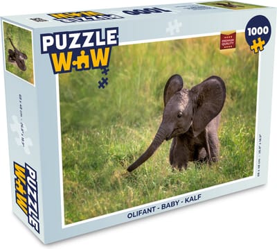Puzzel Olifant - Baby - Kalf - Legpuzzel - Puzzel 1000 stukjes volwassenen