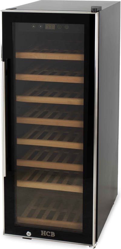 HCB® - Professionele luxe Wijnkoelkast voor 43 flessen - Wijnklimaatkast met houten lades - Vrijstaand wijn koelkast - Klimaatkast - Wijnkast - Wijnfrigo koeler - 44 kg - Frigo - 6814