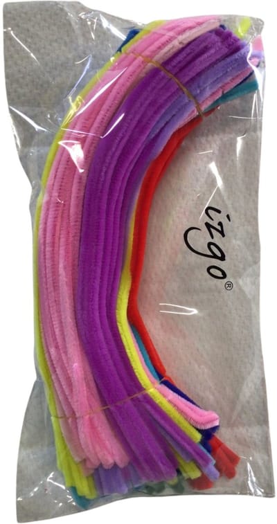IZGO pakket met 110 stuks verschillende kleuren chenilledraad voor kinderen doe-het-zelf decoreren - hobby knutselen met pijpenragers