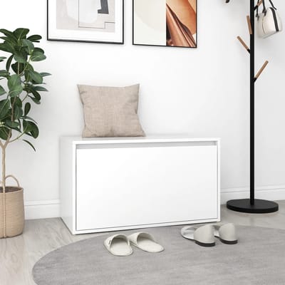 vidaXL - Halbankje - 80x40x45 - cm - bewerkt - hout - wit