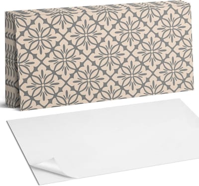 Coloray Plaktegels - Bloemenpatroon met details Wandtegel Zelfklevend - 60 cm x 30 cm - Beige Plaktegels - 6 stuks - Rechthoek PVC Tegels - Plaktegels Keuken - Zelfklevende Vloertegels Badkamer - Vinyltegels Vloer Zelfklevend - Portugese Tegels