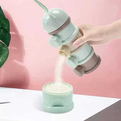 Baby - Melkpoeder toren -Mintgroen - BPA Vrij - Dispenser - Kraamcadeau - 4 verdiepingen - Reis box - Doseerbakje