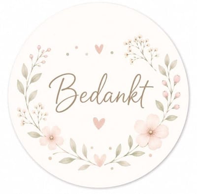 20x Sluitsticker Bedankt - Bedankt stickers - Cadeausticker - Sluitsticker - Rond - 40mm - 20 stuks - Wensetiket - Afscheid - Basisschool - Uitdelen - Traktatie - Uitdeeltraktatie - Collega