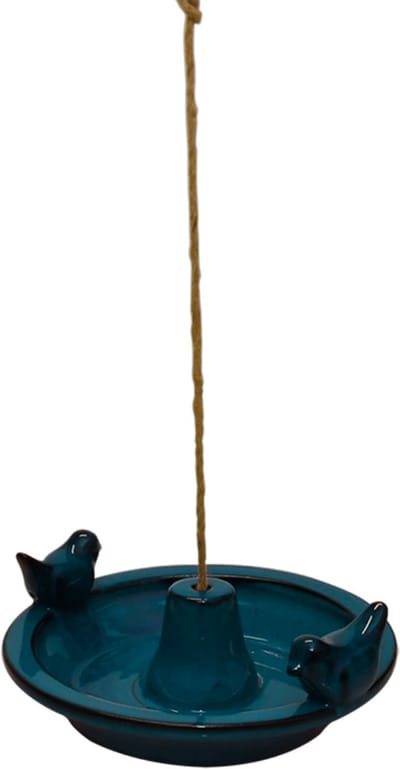 Best for Birds Vogelbad/voederschaal - blauw - keramiek - 30 x 27 x 10 cm - drink/eet schaal voor tuinvogels