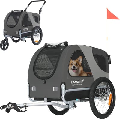 Hondenfietskar en jogger 2-in-1 voor kleine en middelgrote honden - met verstelbare veiligheidslijn en inklapbaar design