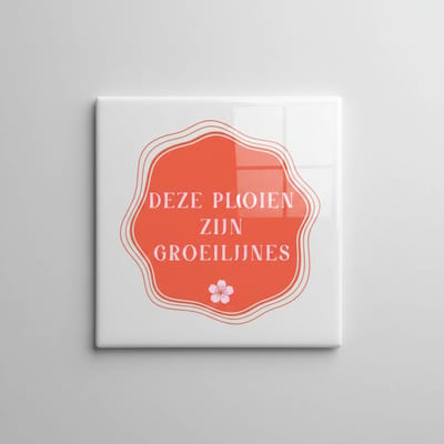 Deze Plooien Zijn Groeilijnen Tegel – Motiverende Tekst Wanddecoratie – Keramische Tegel 15 x 15 cm