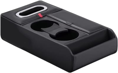 Multifunctionele Auto Opbergbox – Armsteun Verhoging Pad, Tissuehouder, Bekerhouder, Organizer en Luxe Console Pad - Zwart