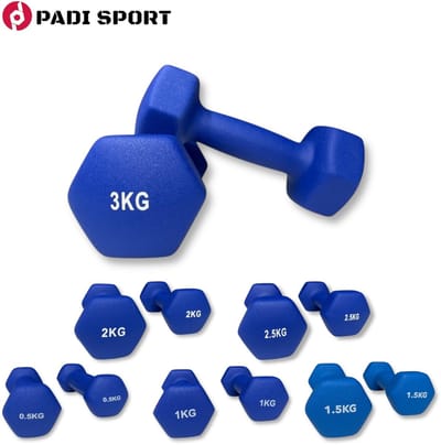 Padisport Dumbells Blauw 0,5 T/m 3 Kg - Dumbells 3 Kg - Gewichten Set Halters - Gewichten Set - Gewichten Set Dumbbell - Dumbells Set - Dumbells - Dumbbells - Halters - Dumbell - Fitness Gewichten - Gewichten - Dumbellset - Gewichtjes Set