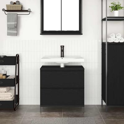 vidaXL - Badkamerkast - met - lades - 60x34,5x60 - cm - zwart - eikenkleurig