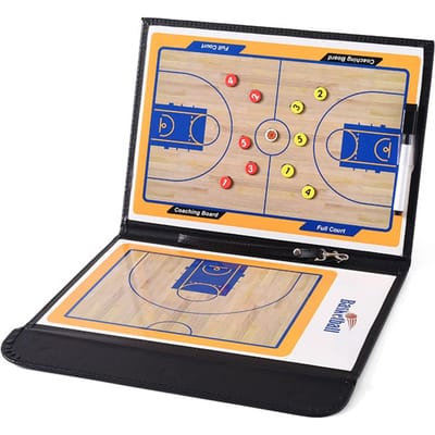 Tableau d'entraînement de basket-ball 2,5 plis Pliable Planche à dessin stratégique avec effaçage à sec et Marqueur beige