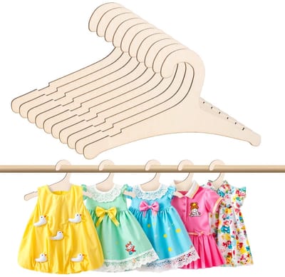 Dailygoods- Houten Kleerhangers 10 Stuks - Antislip Kinderkleerhangers - Duurzaam Beukenhout - Veilig Voor Babykleding - Afmetingen 22,7 x 10 cm - Kinderhangers
