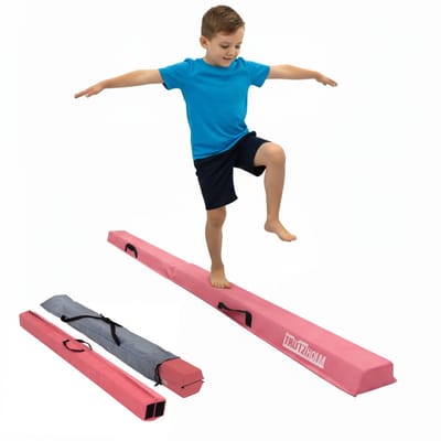 Schwebebalken 210 cm klappbar auf 105 cm pink Turnbalken mit Tragetasche Balancierbalken