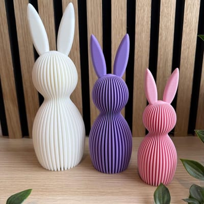Decoratieve Design Paashaas Set van 3 - Wit, paars, roze – 3 Stuks – Pasen - 14, 18 en 22 cm hoog