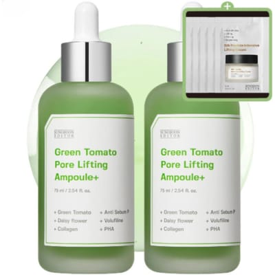 SUNGBOON EDITOR Groene Tomaat Pore Lifting Ampul+ 75 ml, 2 stuks | Jumbo-formaat poriënverstrakking en NMN-elasticiteitsboost