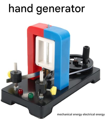 Handmatig aangedreven generator met elektromotor, geschikt voor wetenschappelijke experimenten, montageset voor een elektromotor, hulpmiddel voor natuurkundeonderwijs, draagbare noodgenerator, ideaal voor schoollaboratoria en doe-het-zelfprojecten.