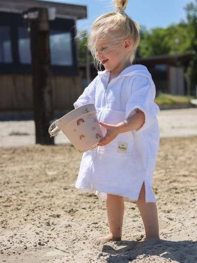 Bobbé Kinderbadjas met Rits | Wit | Maat 3-4 jaar | Zacht | Duurzaam | Biologisch Badstof