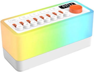 De witte Geluidsmachine van de Lawaaisslaap met 8, Draagbare Bluetooth-Spreker, 12 Kleuren Nachtlichten