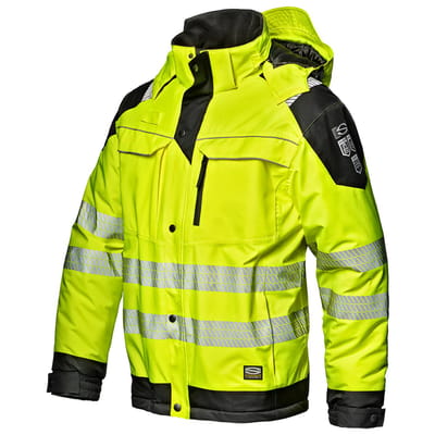 SIR SAFETY LOFOTEN Hi Vis Reflecterend Parka Werkjas HEREN Veiligheidsjas Geel Zwart - Waterdicht - Reflecterende Band - Afneembare Capuchon