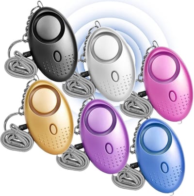 6x Persoonlijk Alarm met Sleutelhanger en LED Zaklamp - Noodalarm 130dB voor Dames, Meisjes en Kinderen