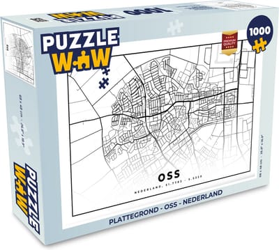 Puzzel Plattegrond - Oss - Nederland - Legpuzzel - Puzzel 1000 stukjes volwassenen - Stadskaart