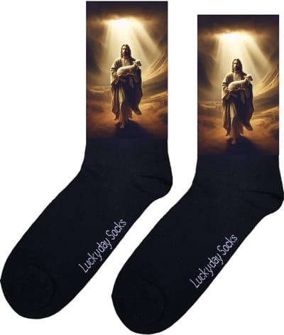 Jezus - Verjaardag cadeau - Grappige sokken - Geloof - God - Volgers - Leuke sokken voor heren en dames - Moederdag - Vaderdag - Cadeau voor hem en haar - Kerstcadeau - Vrolijke sokken - Valentijns cadeau - Sokken waar je vrolijk van wordt - 37-44