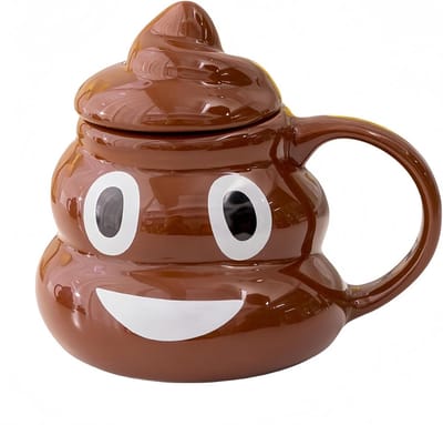 Keramische mok met 3D-poephoop-design - 500ml, hittebestendig, inclusief reinigingskwast voor unieke koffiemomenten