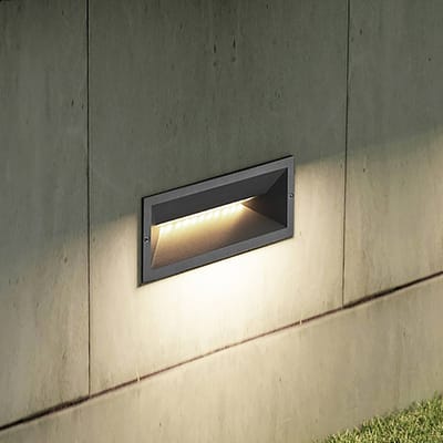 Lucande LED wand inbouwlamp Jaano, antraciet, aluminium, IP65