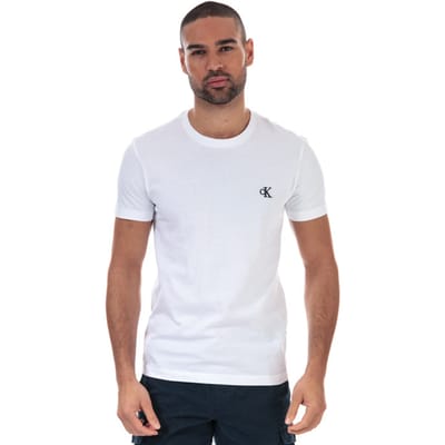 T-shirt à Manches Courtes Décontracté Uni Calvin Klein Homme tops Blanc J30J314544-YAF S white