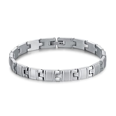 Twice As Nice Armband in edelstaal, rechthoekige schakels 21cm