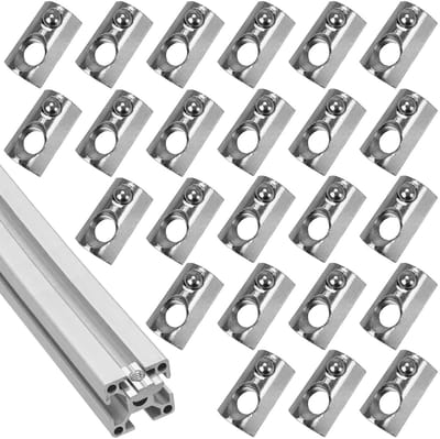 24 Stuks Groefmoeren van Koolstofstaal voor Aluminium Profiel en T-Sleuven - Geschikt voor 40 Series M8 en Bevestigingssystemen