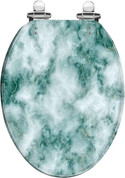 Decoratieve wc-bril - Hars toiletdeksel - Badkamer verfraaien - Softclose scharnieren - 40 x 60 cm - Groen marmer