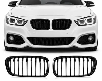 Grill Nieren geschikt voor BMW 1 Serie F20 LCI (2015+) – Enkele Spijlen – Glanzend Zwart