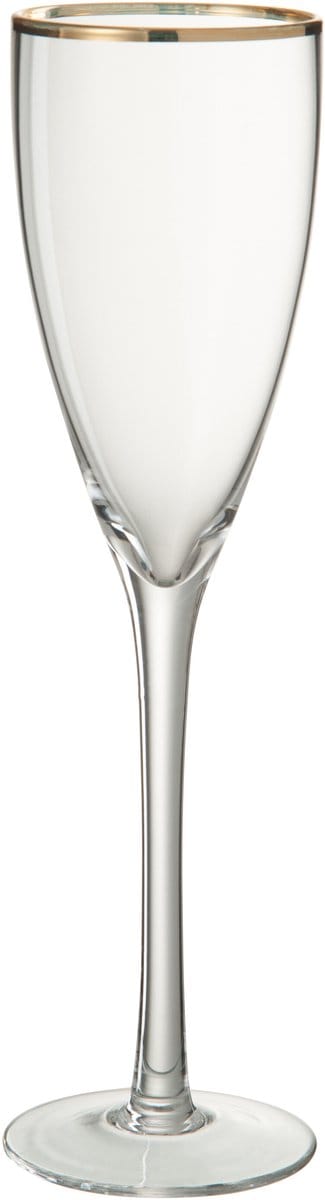J-Line glas champagne Gouden Rand - glas - transparant/goud - 4 stuks